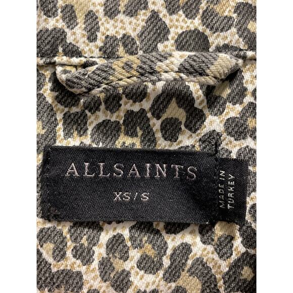 ALLSAINTS Leopard Print Anders Cropped Mixed Media Jacket Small - Picture 7 of 9